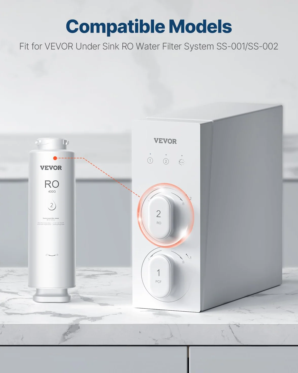 VEVOR Sistema di Osmosi Inversa Filtro di Ricambio per Osmosi Inversa a 9 Stadi da 400 GPD, Cartuccia Filtro RO per Tubo Idraulico Riduce Piombo, Cloro, Ruggine, Sostituzione per Filtro Osmosi