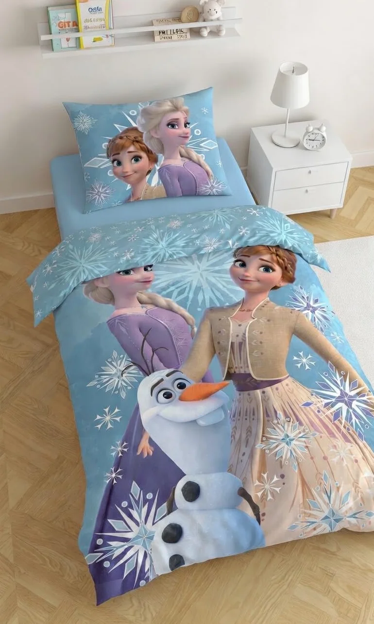 Disney Frozen - Biancheria da letto, motivo: Anna Elsa, 135/140 x 200 cm