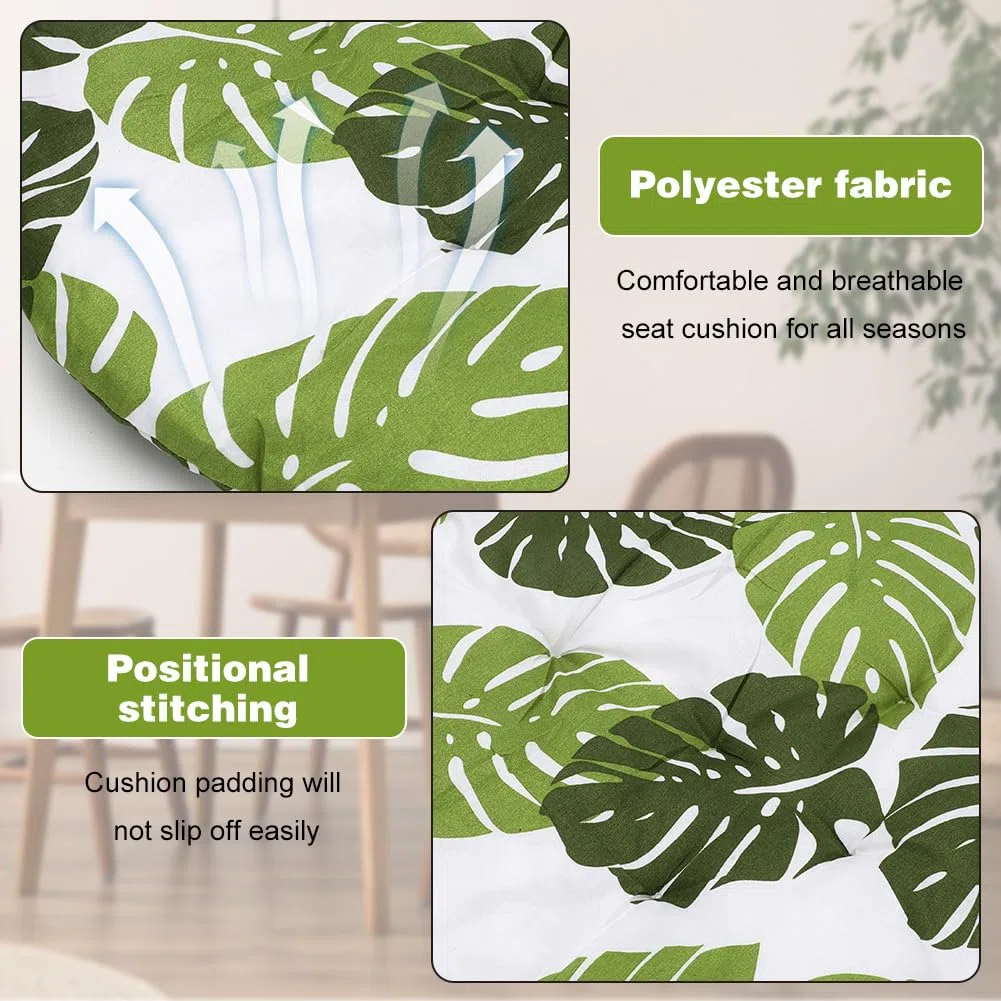 Set di 4 cuscini per sedie, rotondi, comodi, 40x40x3 cm, cuscino da terra rotondo, cuscino per sedia per interni ed esterni per sala da pranzo, soggiorno, studio (motivo a foglia di banana)