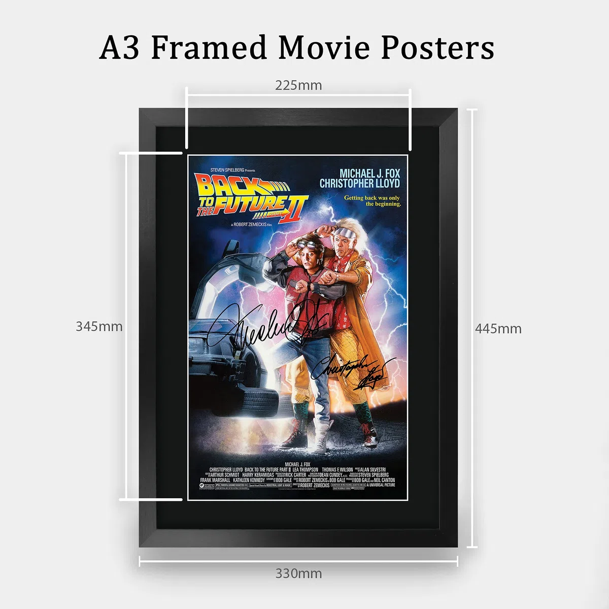 HWC Trading A3 Ven Ritorno al Futuro 2 Messaggio Fusioni Firmata da Regalo Autograph Stampato Regalo Framed Christopher Lloyd Michael J Fox Reading Picture Photo Print