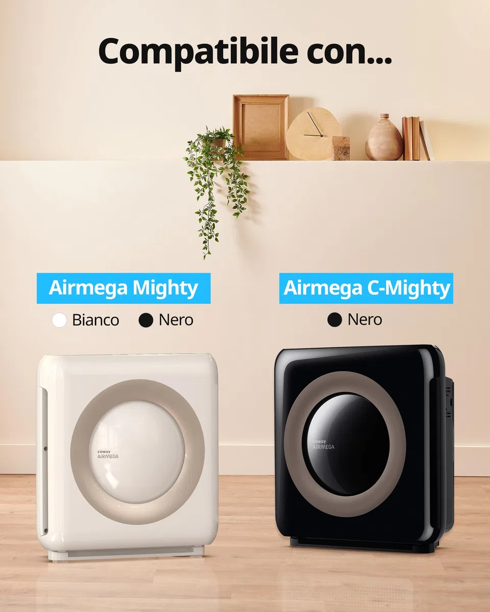 COWAY Filtri di ricambio per Airmega Mighty AP-1512HH e 200M – 2 filtri anti-allergeni + 1 GreenHEPA in un unico pacchetto – Ideale per allergici, efficace fino a 1 anno
