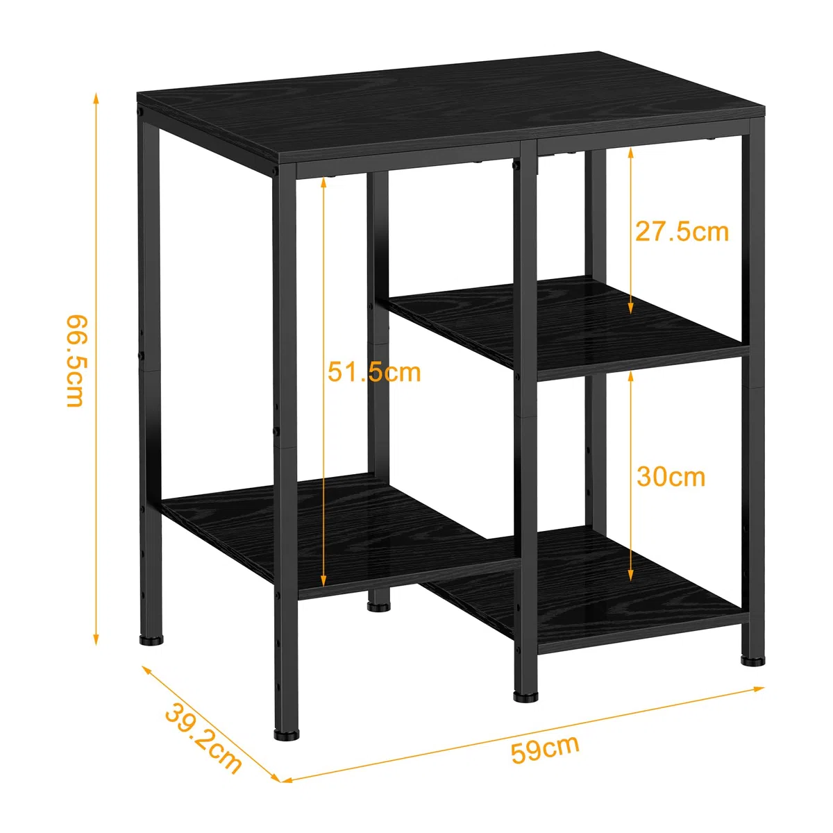 smusei Scaffalatura multifunzione a 4 livelli, regolabile, per forno, microonde, stampante, in legno con ripiani sfalsati, 67 x 40 x 59 cm, colore nero