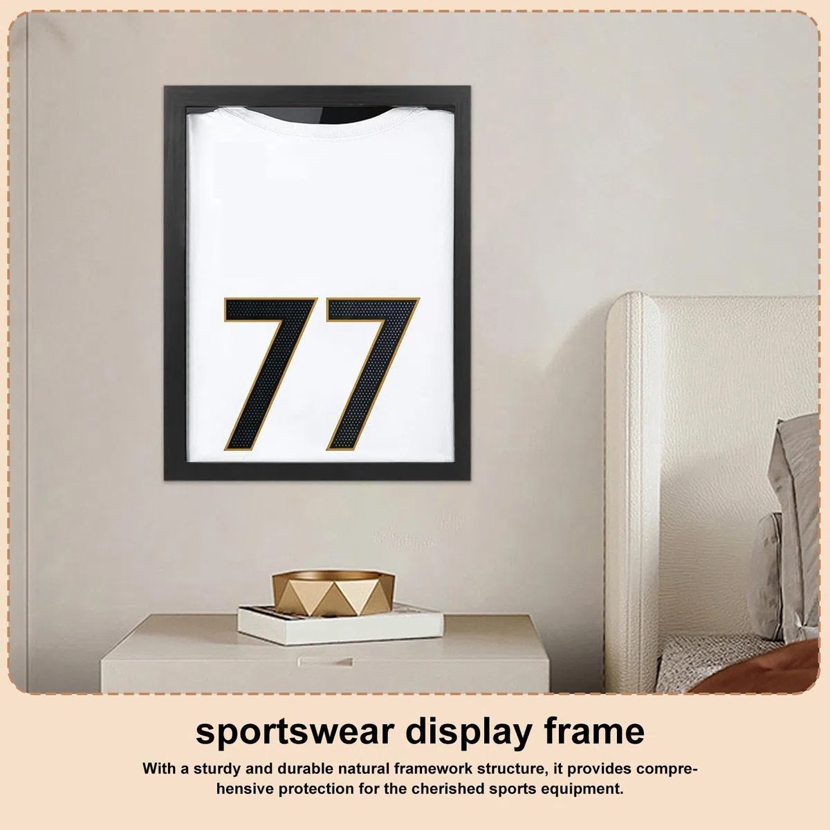 Cornice per Esposizione Maglia da Calcio, Q-uadro Espositore Magliette in Legno, Cornice Porta-Maglie per Calcio Basket Baseball, Decorazione per la Casa Ufficio Camera da L-etto, Regalo per Uomo