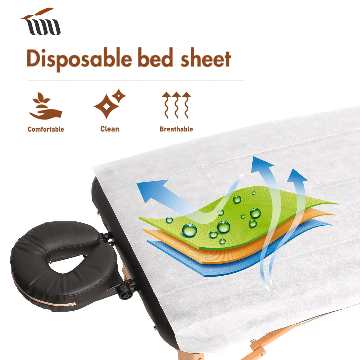 50Pcs Lenzuolo Usa e Getta, Ispessiti, Tvvcalk Lenzuola per Massaggi, Non Tessuto Traspirante Copriletto Cosmetici, Lenzuola da Massaggio per SPA Salone Hotel, 80 x 180 cm