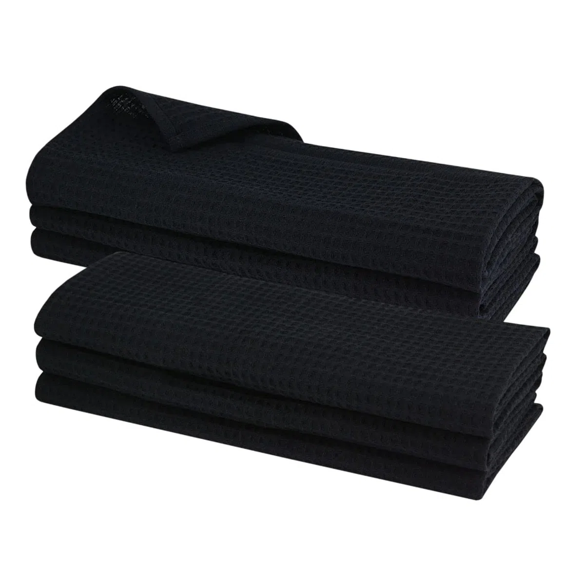 Gariella 6 strofinacci in 100% cotone a nido d'ape, colore nero