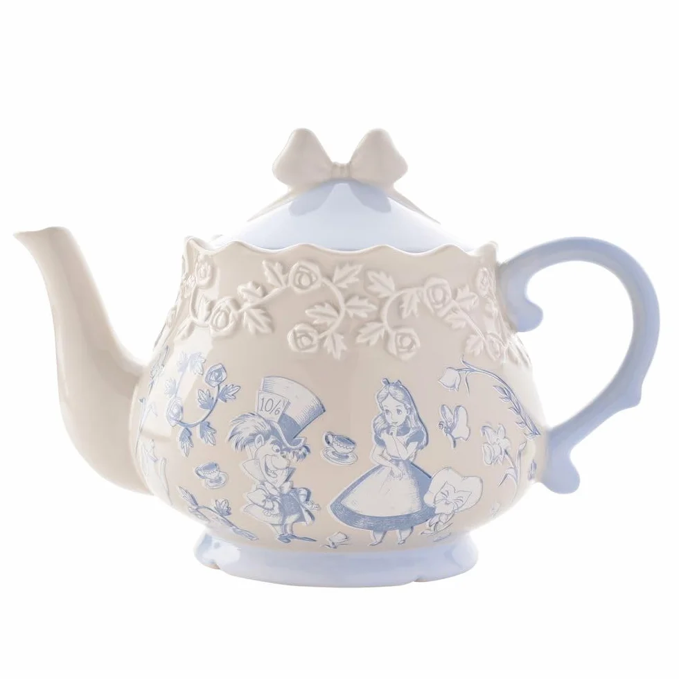 Disney - Alice nel paese delle meraviglie, teiera in ceramica motivo Alice, Cappellaio matto e rose, decorazione per feste in giardino, ospitare, servire e cenare. Altezza: