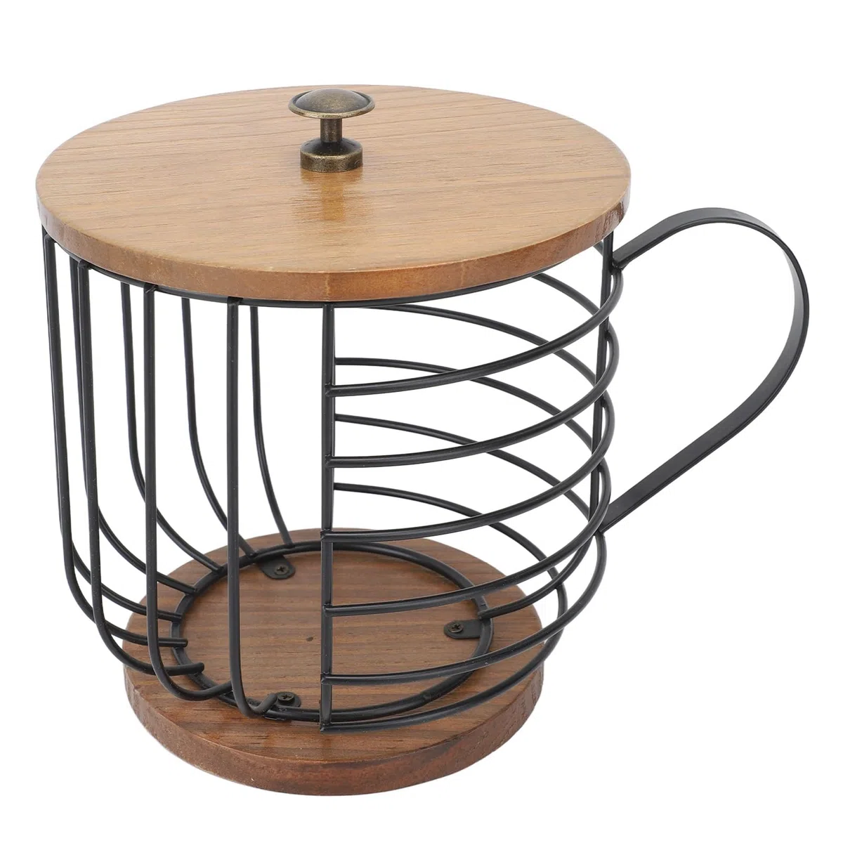 Buachois Porta Cialde Caffè,Cestelli Per Cialde Caffè, Base in Legno di Grande Capacità,Contenitore per Cialde Caffè, Contenitore in Filo Metallico Kup con Coperchio Per Bar Domestico(Nero)