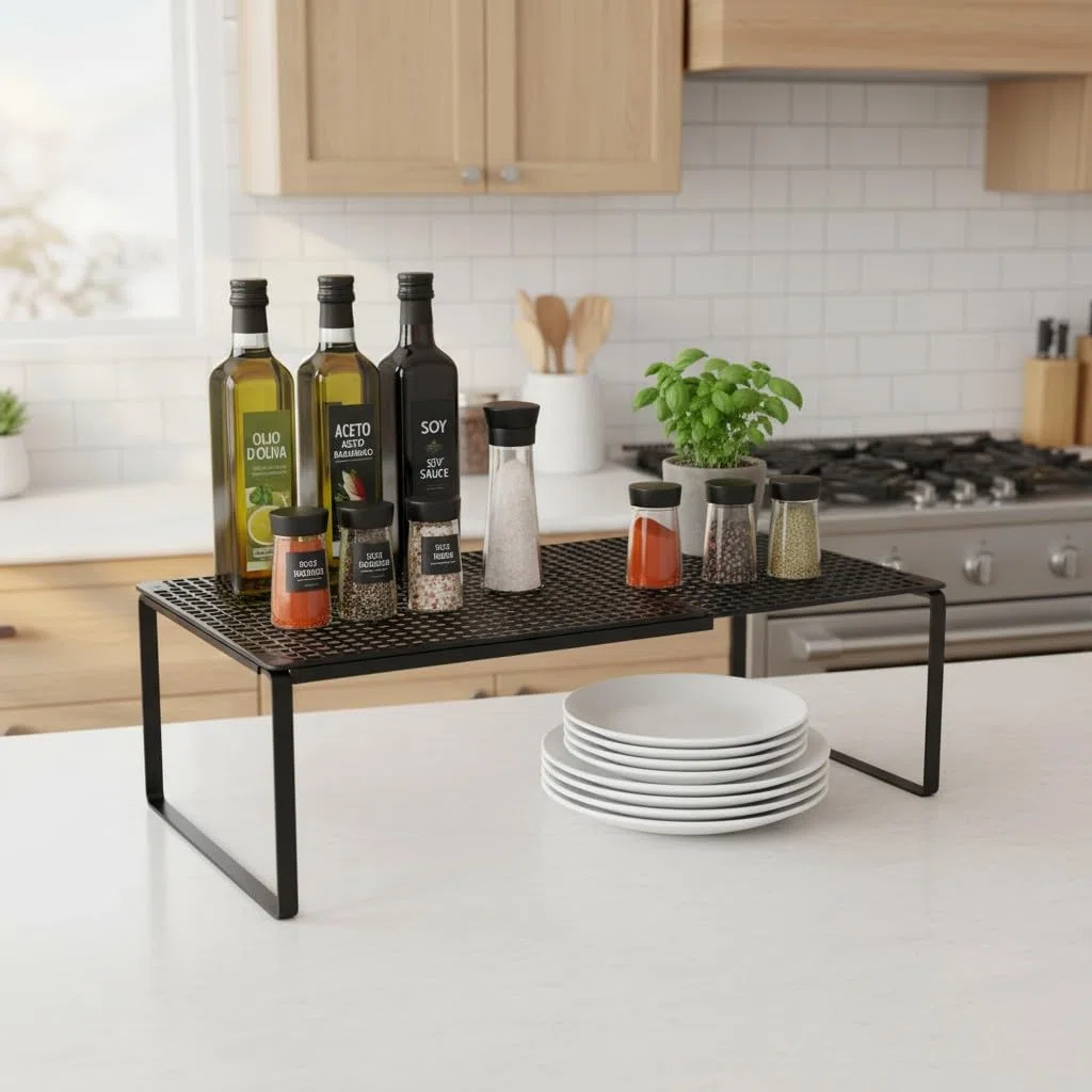Ripiani Organizzatori per Armadio e Cucina, Sistema di Organizzazione della Casa Espandibile e Regolabile, Ripiani Salvaspazio in Ferro Resistente per una Organizzazione