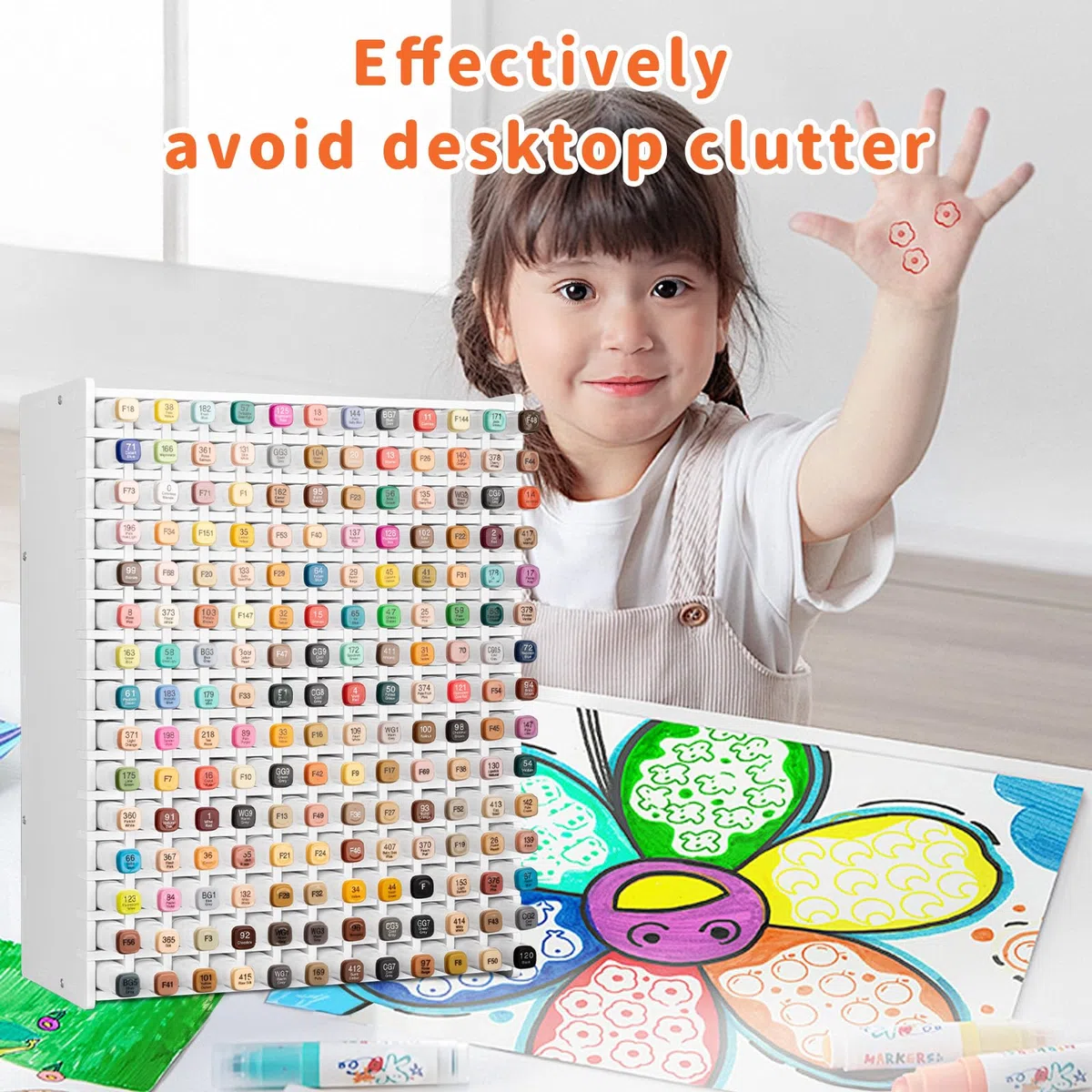 Scaffale per pennarelli da 180 slot, efficiente organizer da scrivania per bambini, robusto fissaggio a vite, adatto per vari pennarelli, pennelli per acquerelli, penne e matite