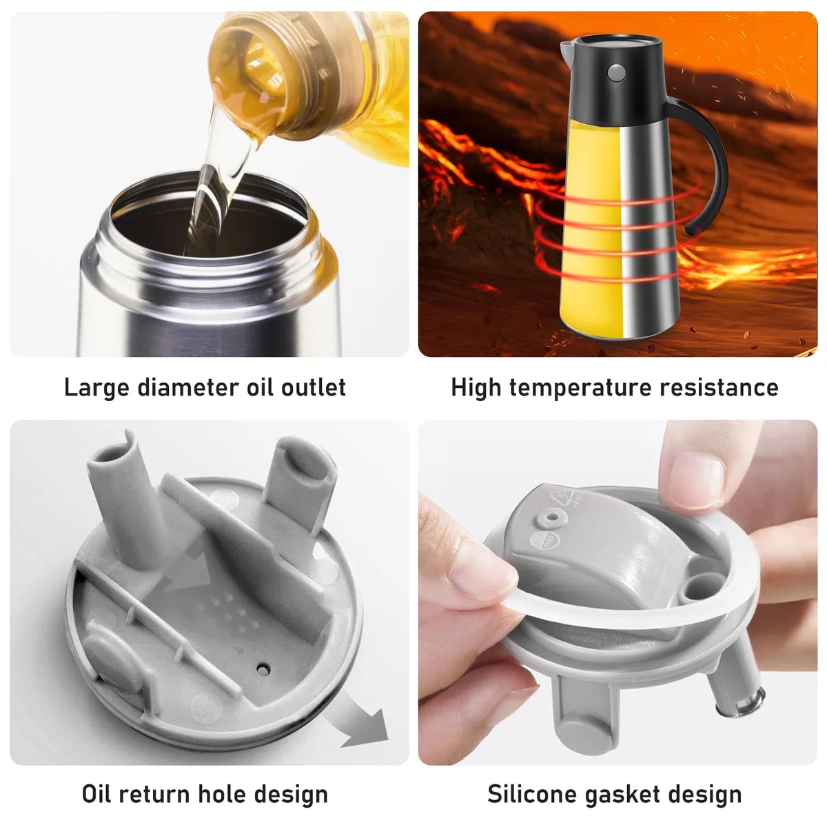 Salsiera termica in acciaio inox, 750 ml, con coperchio per auto, erogatore di olio in acciaio inox, ciotola per salsa argentata, vaso per salsa termica, tazza per olio d'oliva, crema e maionese
