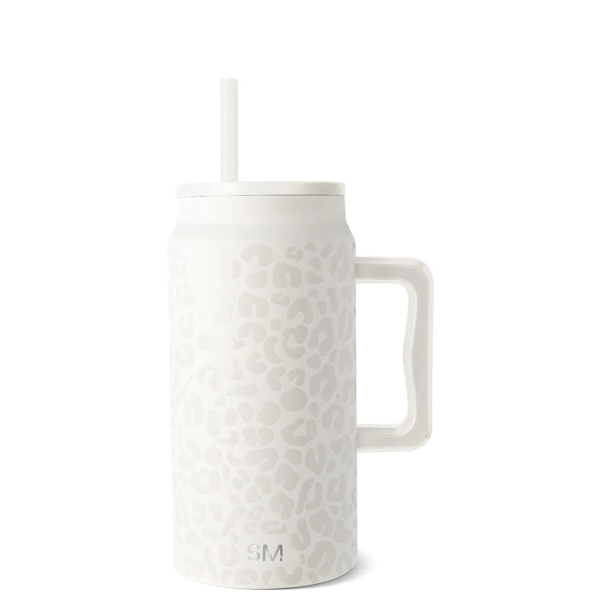 Simple Modern Tazzo Termico con Manico e Cannuccia, Brocca d'Acqua Grande in Acciaio Inossidabile Isolata, Regali per Donne & Uomini, Trek Collezione, 1480ml, Cream Leopard