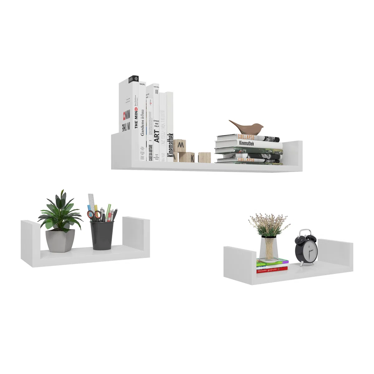 WOLTU Mensole da Muro Mensola a Cubo Scaffale Parete Decorazione per Cameretta Salotto Libreria CD Legno MDF Moderno 3 Pezzi Diametri Diversi Bianco RG9239ws