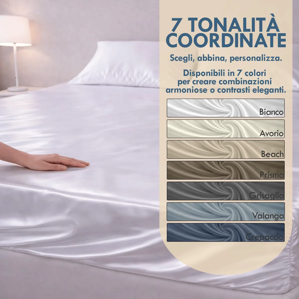 Dorian Home - Lenzuolo Sotto Matrimoniale 180x200 con Angolo 33 cm in 100% Raso di Cotone 300 Fili, Lenzuolo Sotto con Elastico, veste anche Materassi Alti