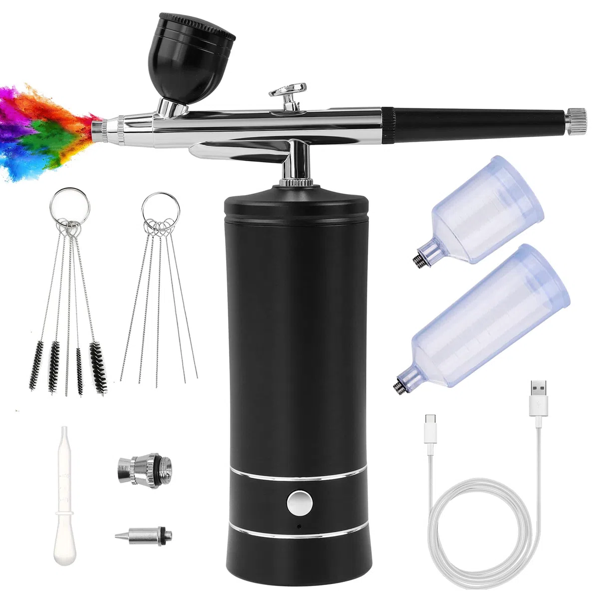 Kit Aerografo con Compressore – 23-27PSI, Senza Fili e Ricaricabile, Ugello 0,3mm, Facile da Pulire e Anti-Intasamento – Per Nail Art, Trucco, Pittura e Modellismo