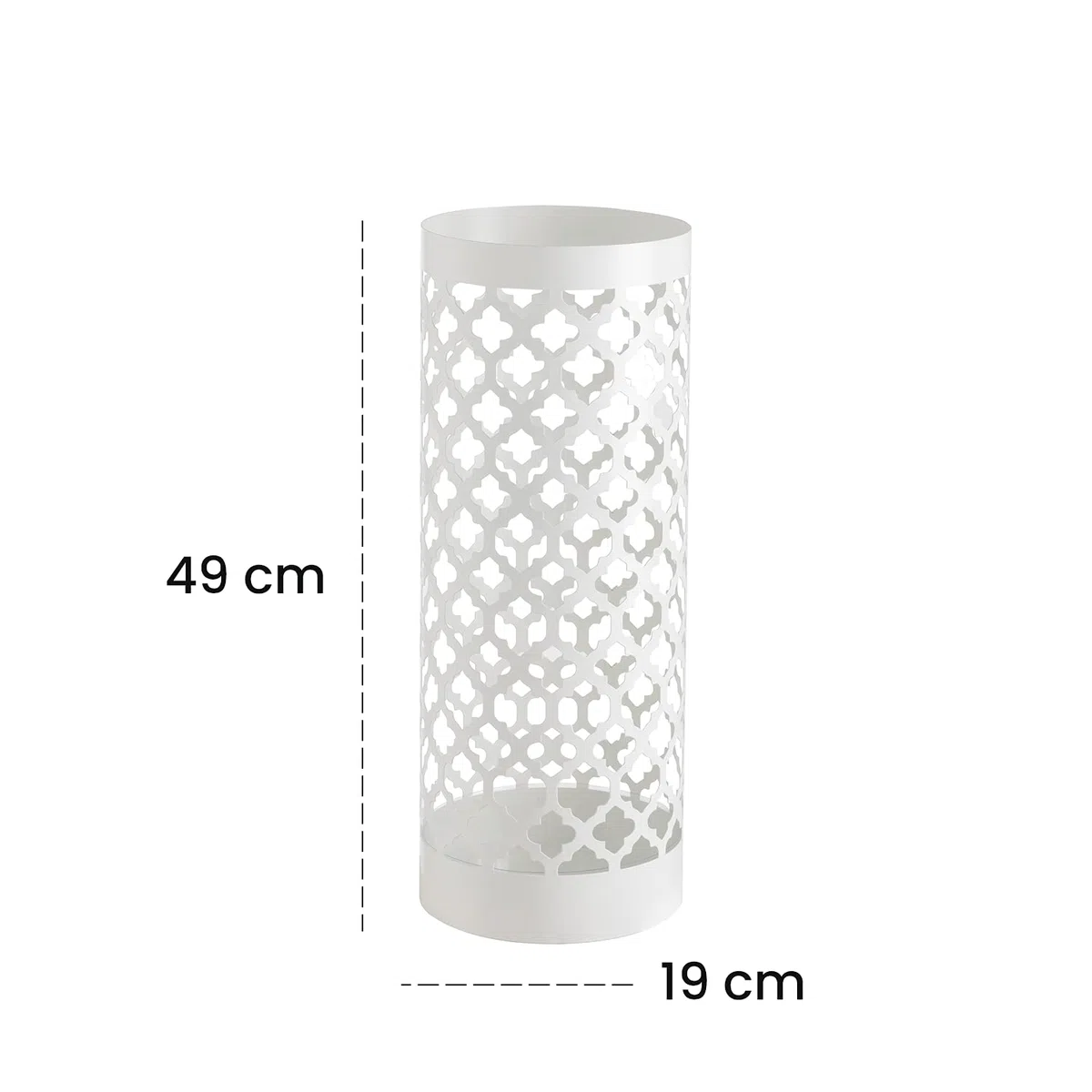 Baroni Home Portaombrelli Design Moderno Porta Ombrelli in Metallo Classic Bianco con 2 Gancini e Vaschetta Scolapioggia Rimovibile 19X19X49 cm (Bianco)