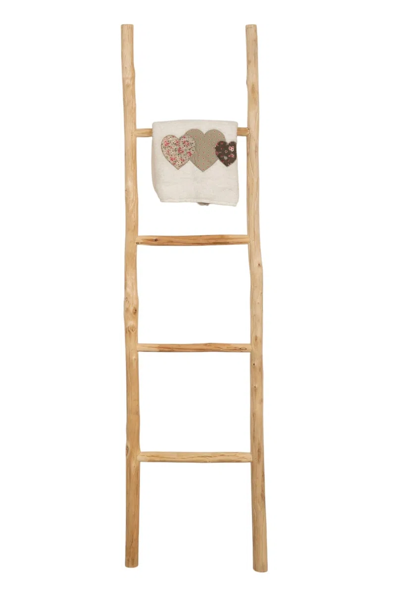 Biscottini Scaletta porta asciugamani bagno 150x3,5x37 - Scala Decorativa in Legno - Scala portasciugamani - Scaletta legno appendi asciugamani - Scaletta portasciugamani da parete Metallo, Bambu