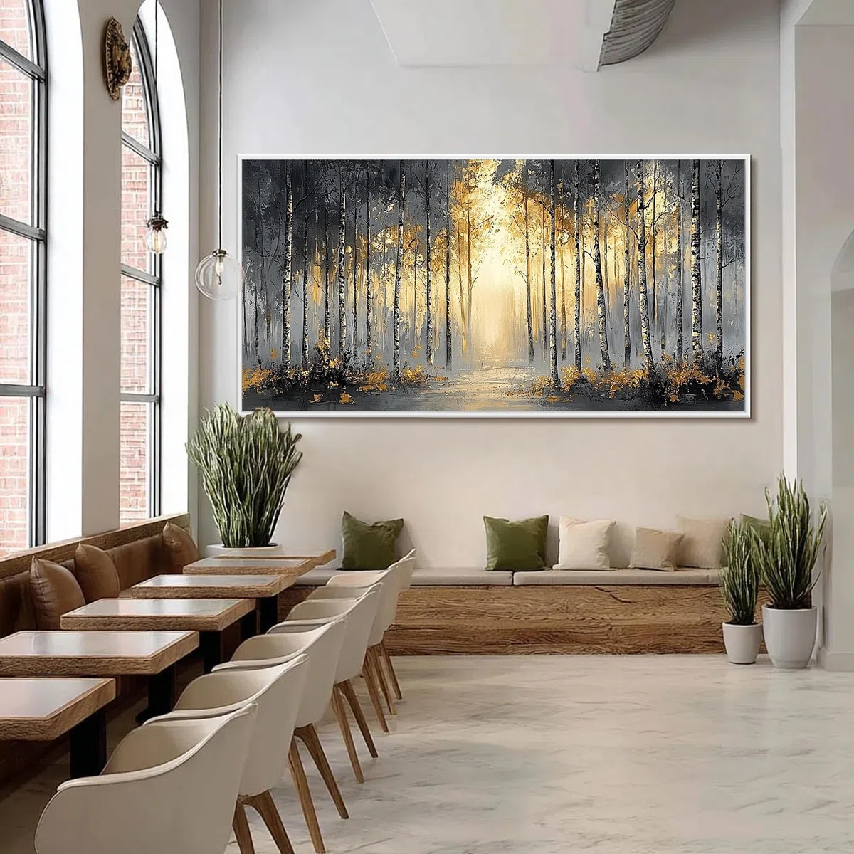 CAOXTART Dipinti a olio testurizzati, poster e stampe dai toni dorati, grandi tele con paesaggi per la decorazione della parete del soggiorno, decorazioni per la casa (60x120 cm/senza cornice)