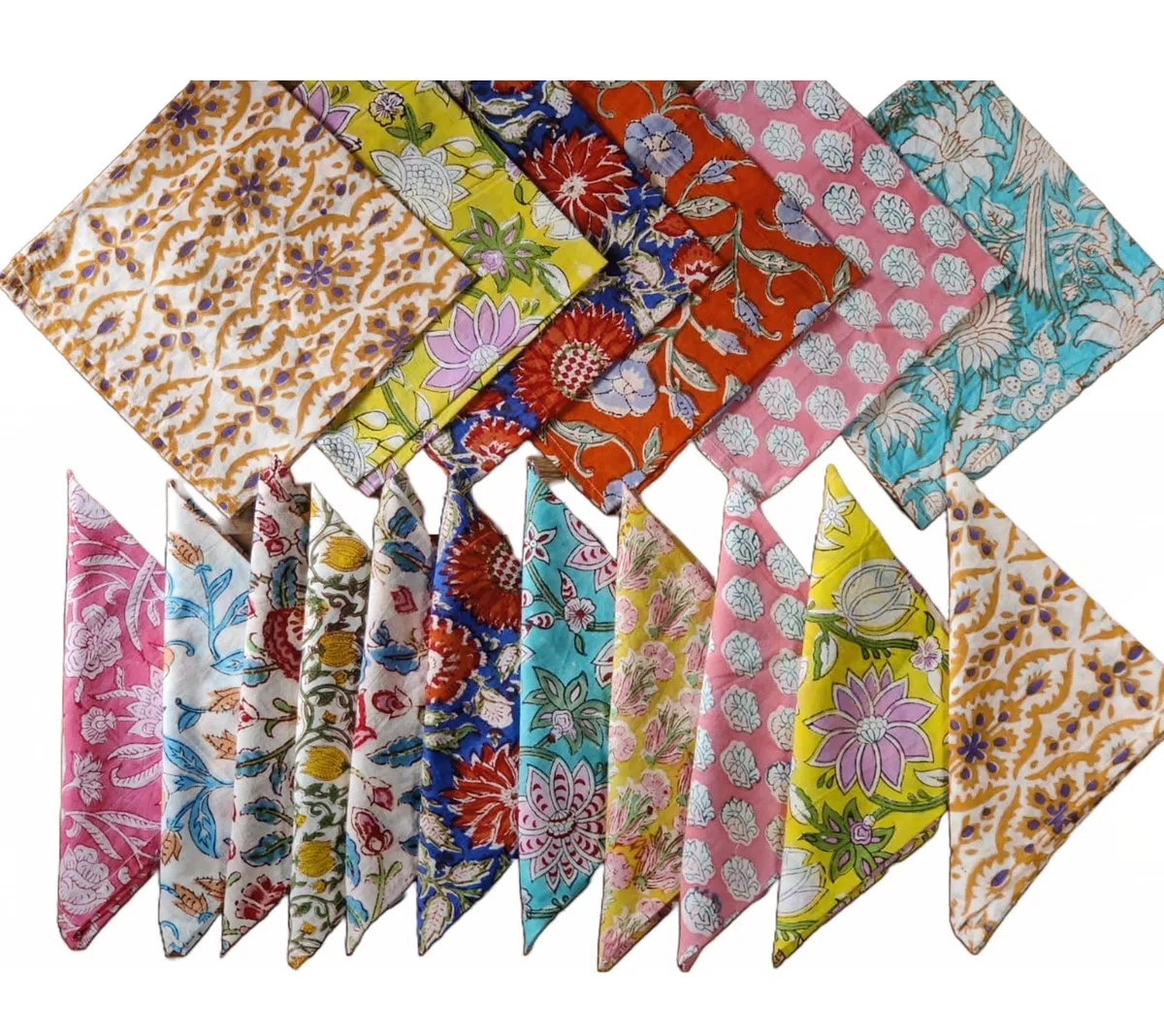 INDACORIFY 20 Pezzi Misto Lotto Tovaglioli 100% Cotone Mano Block Stampato Fazzoletto 16 x 16 Pollici Asciugamani Da Cucina Decorazioni per la Tavola Tovaglioli di Lino