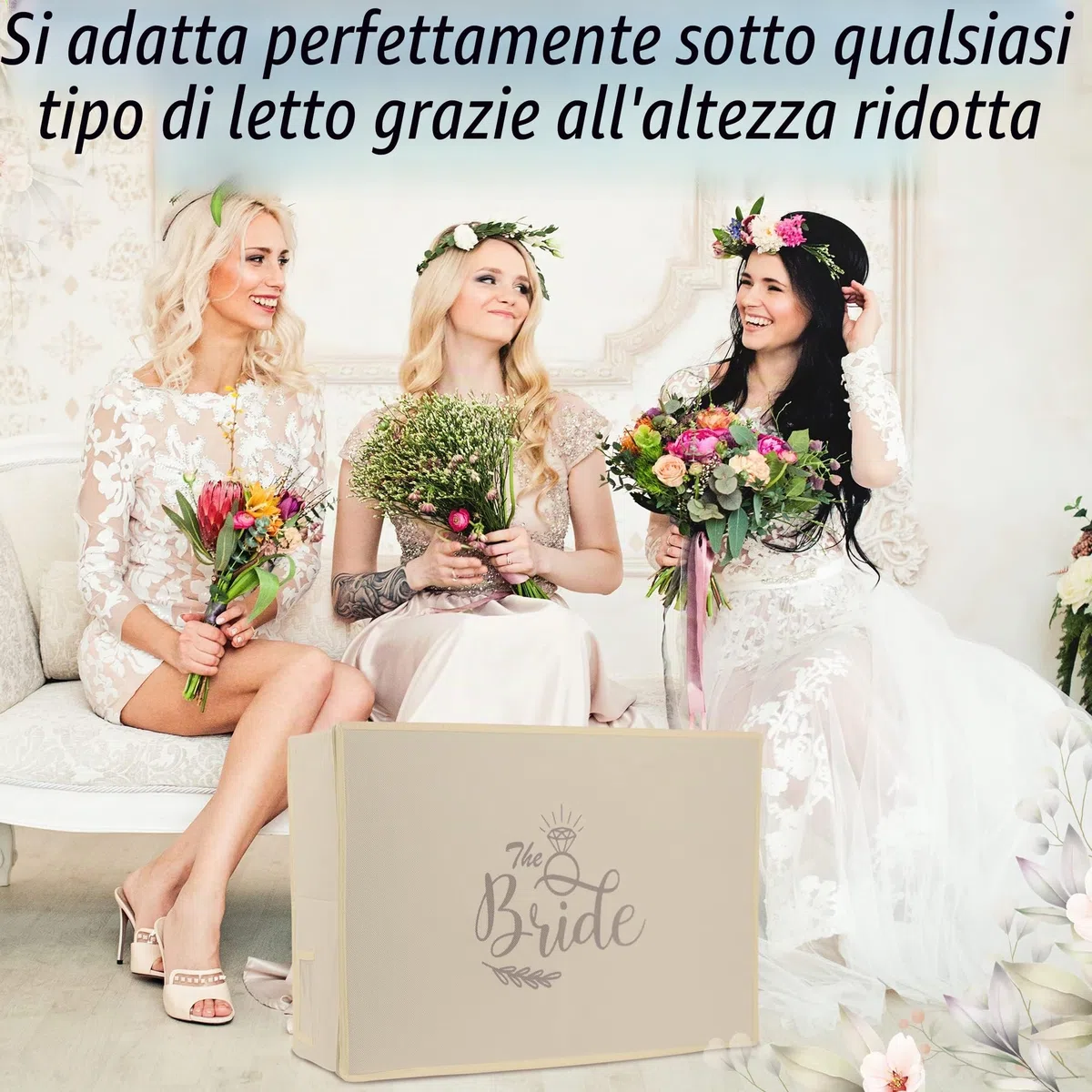 UK - Scatola di conservazione per abiti da sposa | Crema personalizzata per abiti da sposa sotto il letto | Scatola portaoggetti sotto il letto con 10 fogli di carta assorbente senza acidi |