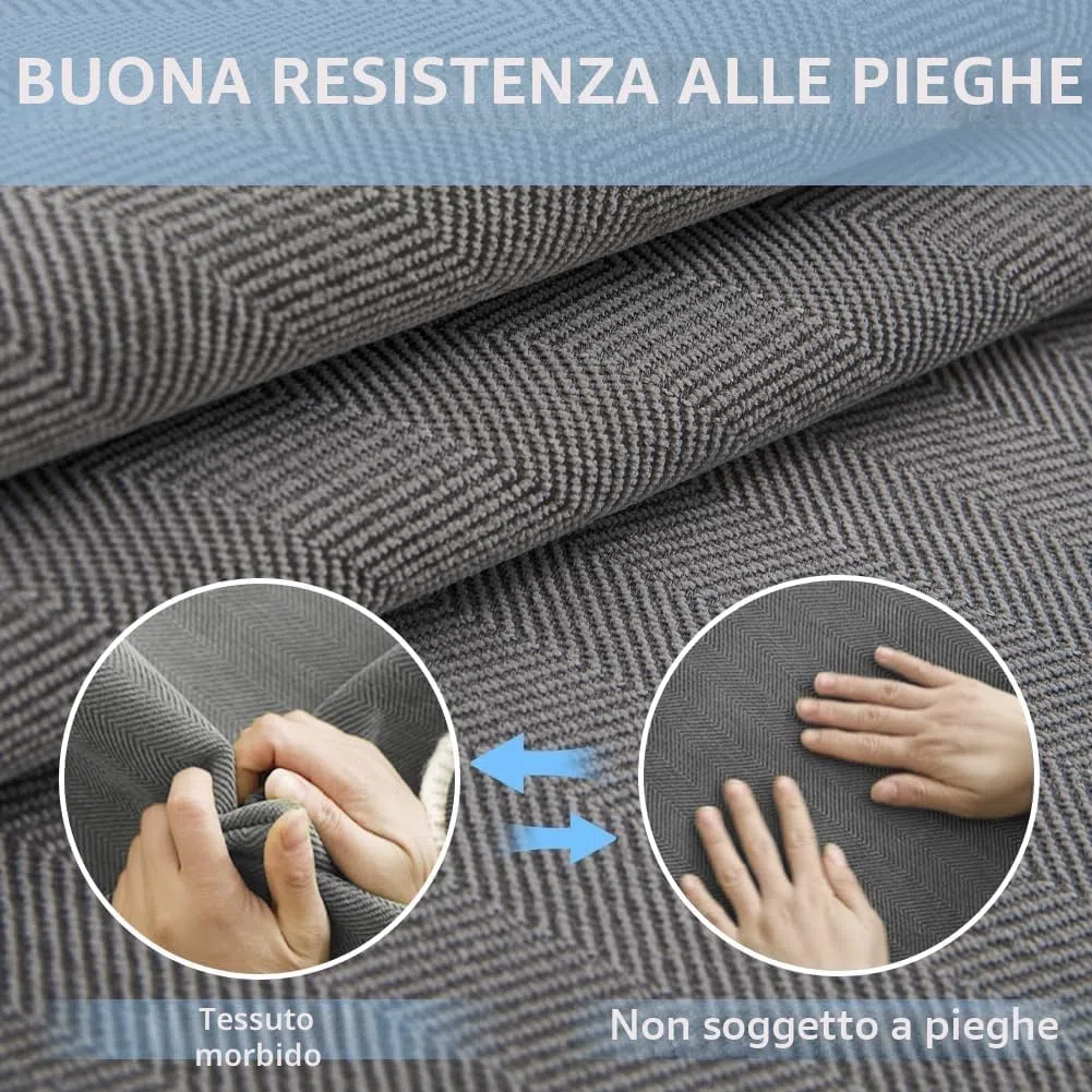 DUJUIKE Copridivano 3 Posti con Penisola, Copridivano universale antiscivolo, Cuscini per divano in ciniglia, Con corrimano, Copricuscini Divano, prischienale Adatto per soggiorno (Grigio, 90x210 cm)