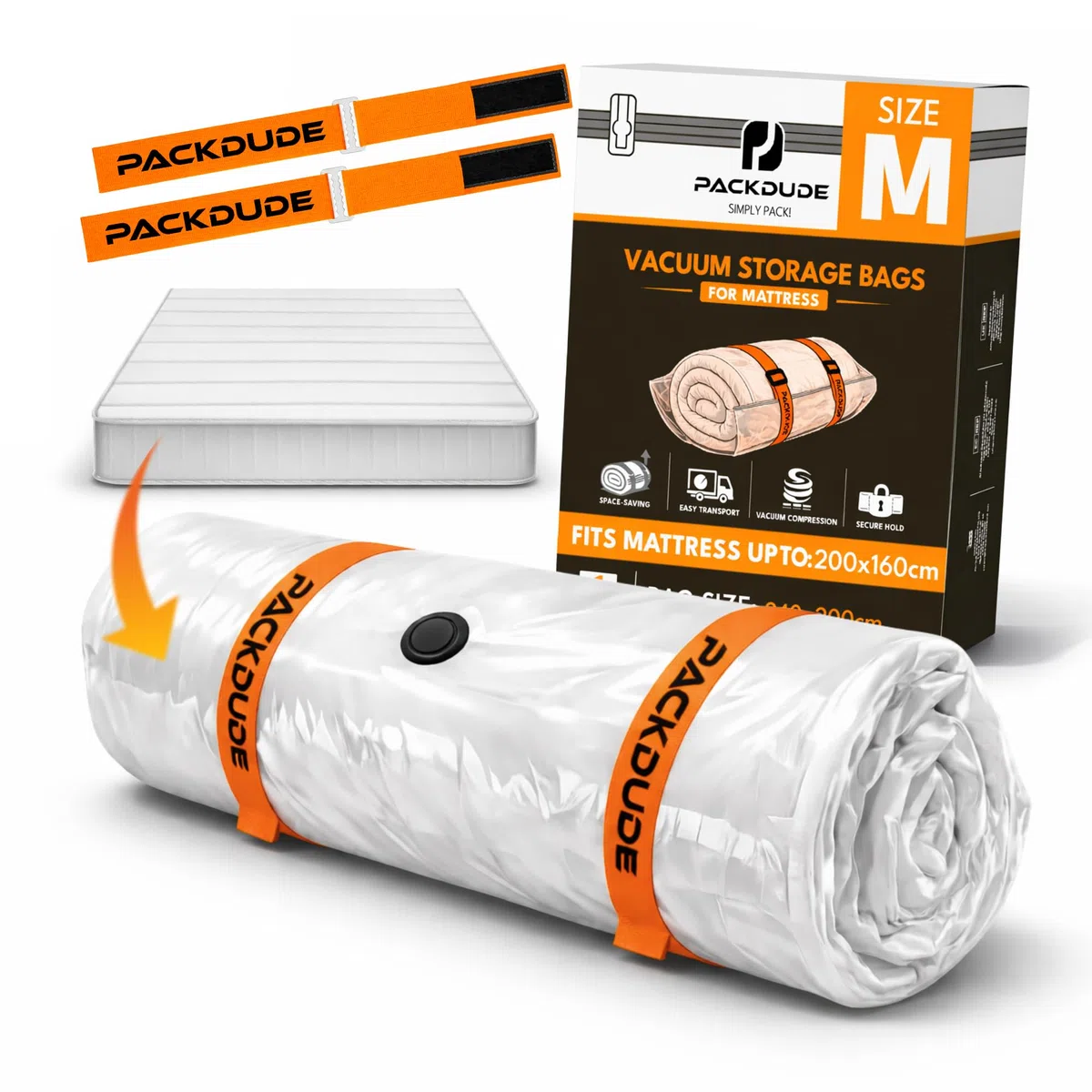 Sacco Sottovuoto Materasso Matrimoniale per Materassi fino a 200x160cm (Dim. della Sacchetto: 240x200cm) I Sacco Materasso Matrimoniale in Schiuma, Gel e Lattice I Mattress Vacuum Bag