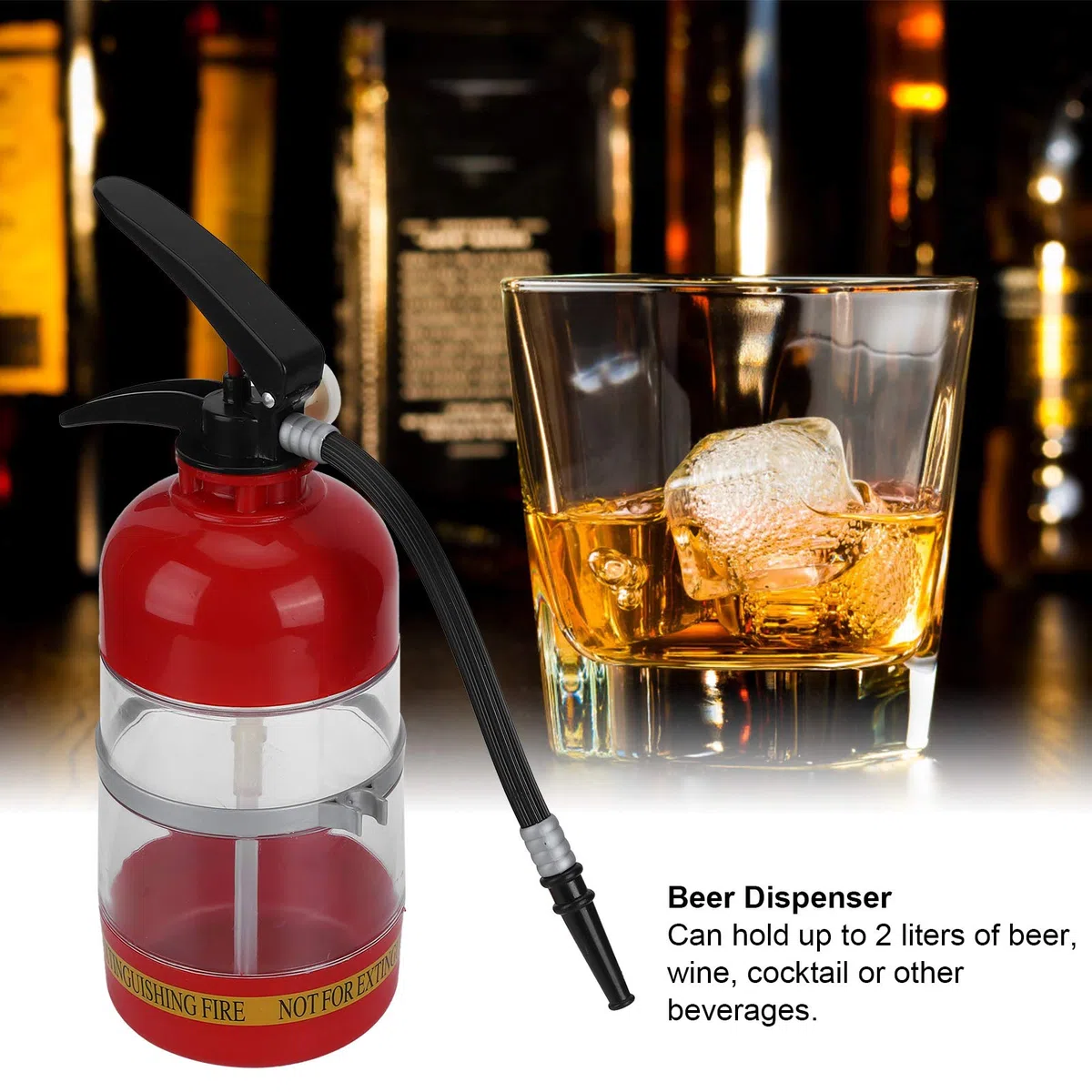 Dispenser di Birra, Distributore di Liquori per Bevande Dalla Forma Innovativa da 2 Litri, di Erogazione Portatile per Bar Domestico per Birra Alla Spina e Birra