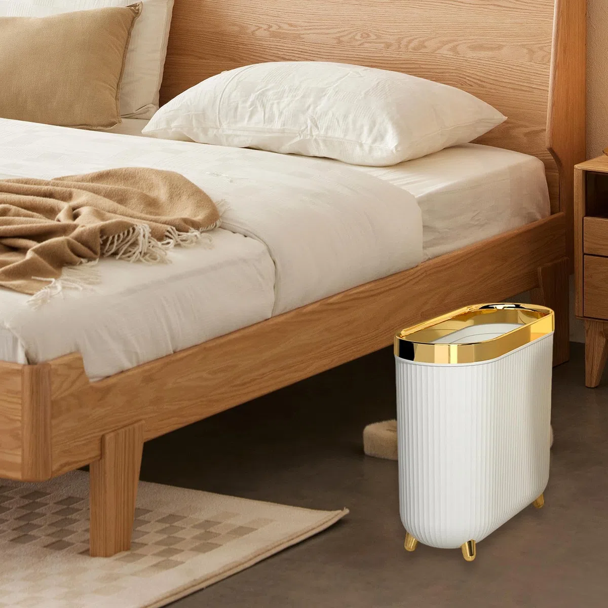 Pattumiera per WC con coperchio, elegante pattumiera per WC, cestino per la spazzatura del bagno, carta igienica, pattumiera sottile, bidone della spazzatura domestica, design compatto per il