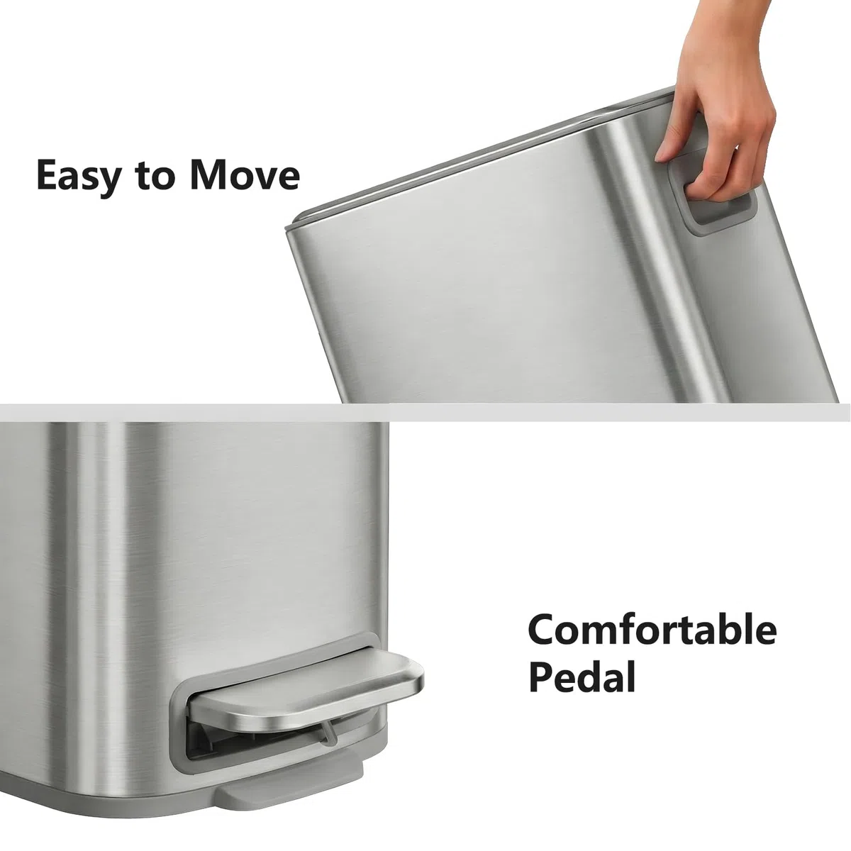 mVm Pattumiera Bagno Design 6L con Pedale, Secchio Interno Rimovibile, Chiusura Soft Close, Pattumiera Slim in Acciaio Inox per Bagno Moderno