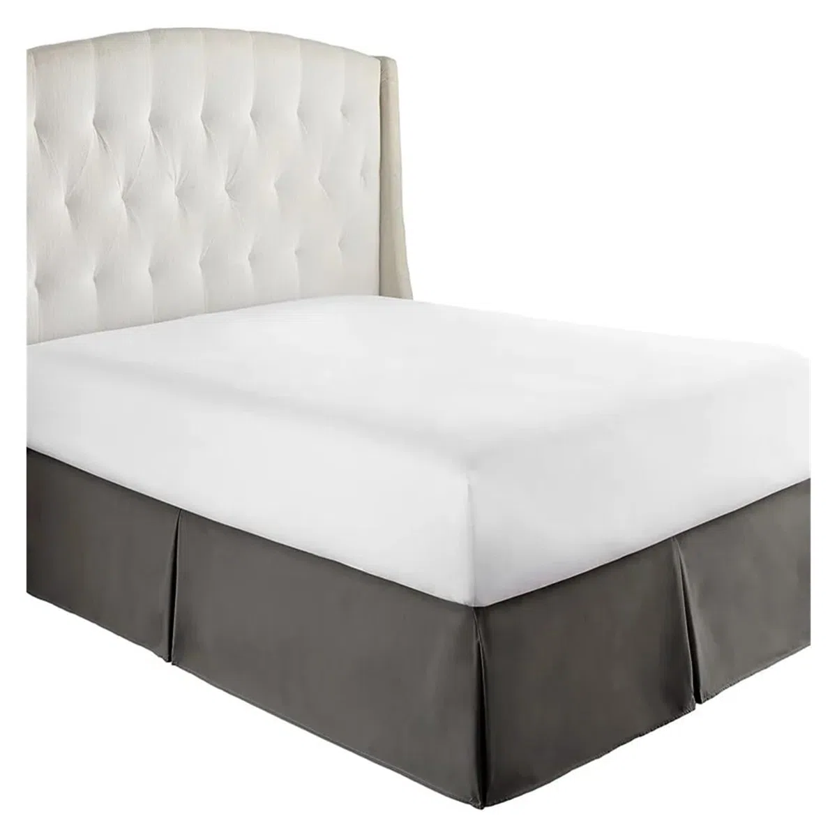 Gonna Letto Matrimoniale Gonna da Letto su Misura, Morbida e Confortevole, con Pieghe, in Tessuto Antipiega, Alta 15 Pollici(Dark Grey,160x190 x 35 cm)