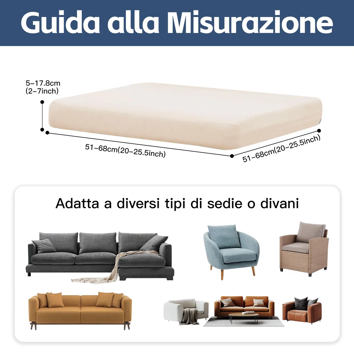 Set di 8 fodere per cuscini da terrazzo|Fodere per divani esterni|Fodere elastiche per cuscini di divano|Fodere per divano|Fodere protettive per mobili lavabili e riutilizzabili