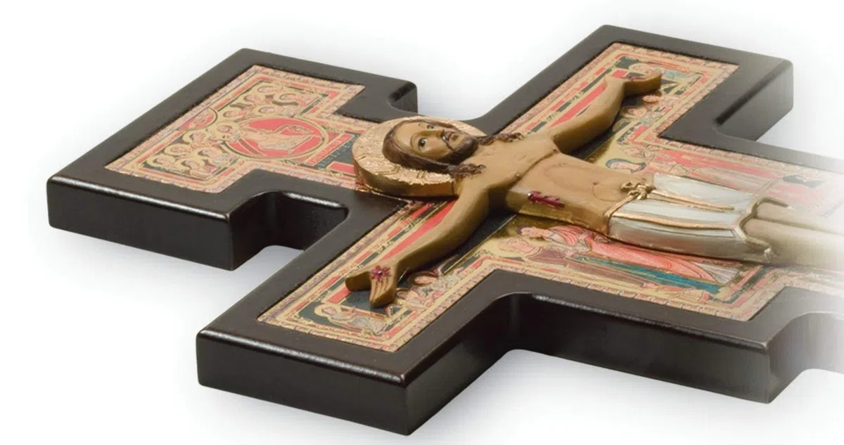 Generico Crocifisso di S. Damiano da Muro in Legno, con Cristo in Rilievo - Dimensioni cm 25