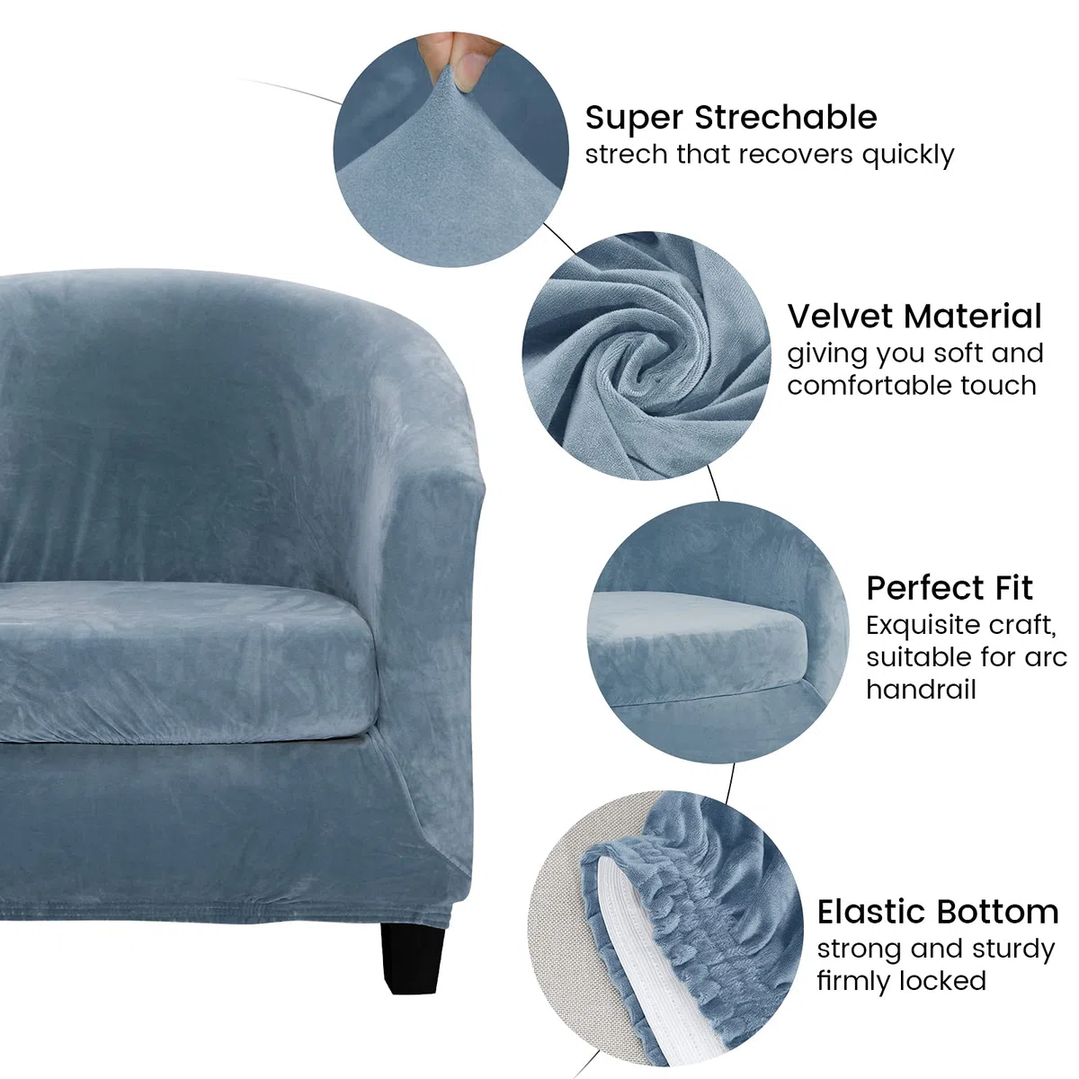 TOPCHANCES Copripoltrona Chesterfield 2 Pezzi,Elasticizzato Fodere Copripoltrona 1 Posto,Velluto Fodera Poltrona Club Tullsta per Bar Soggiorno Camera da Letto Reception