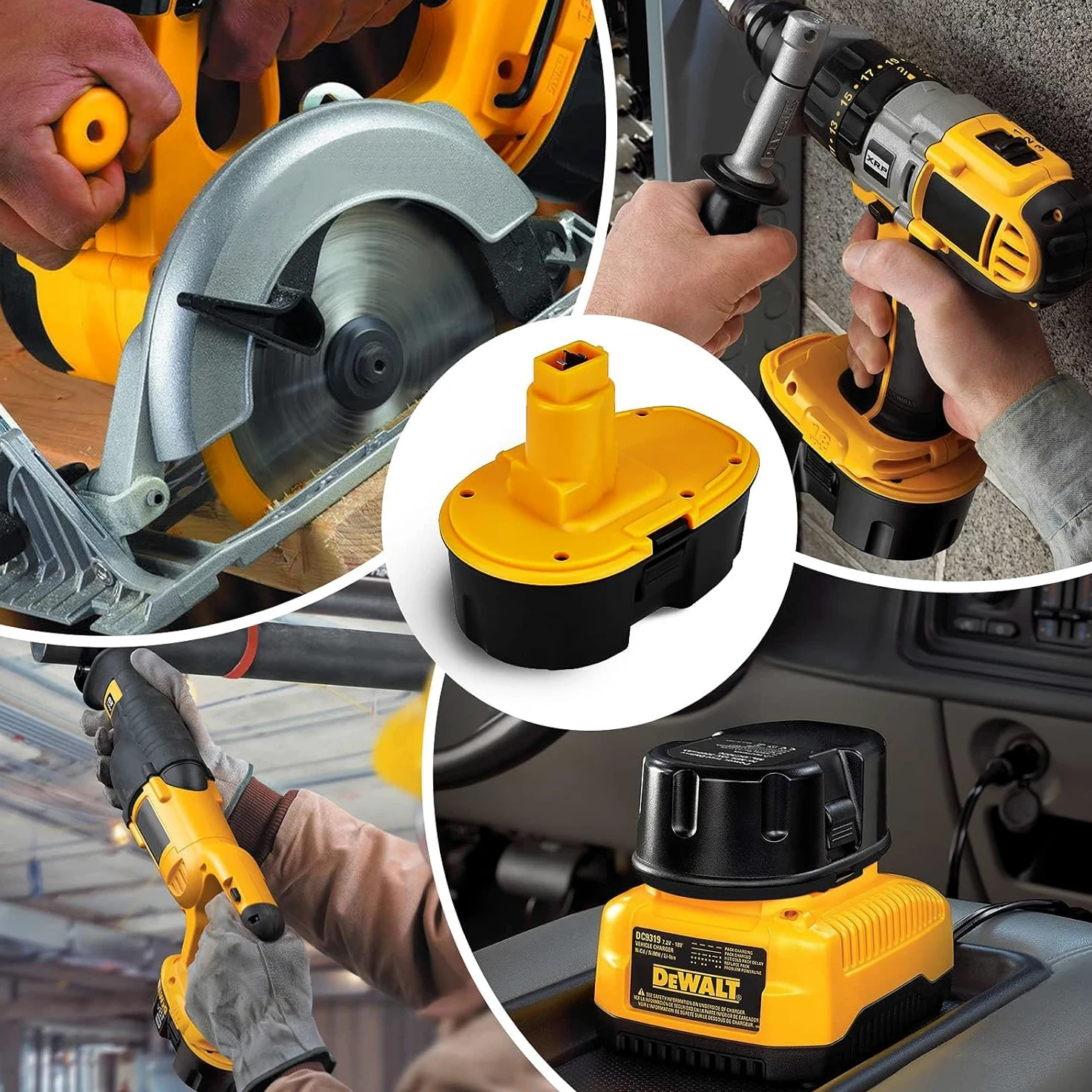 2X 18V 4.5Ah NI-MH sostituzione batteria strumento per Dewalt DC9096 DE9039 DE9095 DE9096 DE9098 DE9503 DW9095 DW9096 DW9098 DW9096 DW9098 Exemoro (Giallo)
