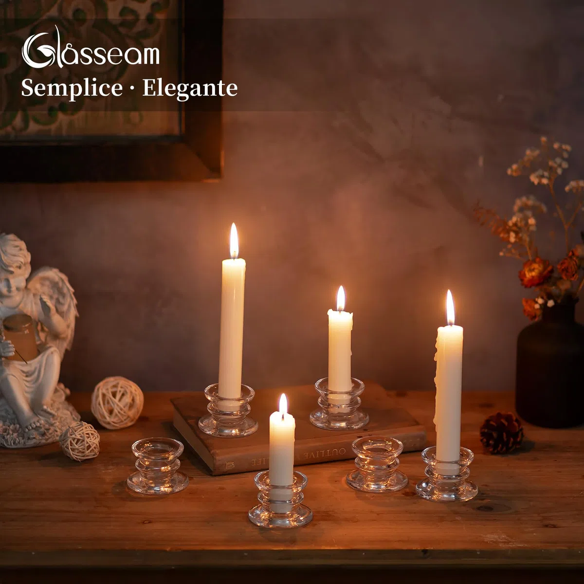 Glasseam Portacandele In Vetro Per Candelieri: Set Di 20 Portacandele, Piccoli Portacandeles Per Centrotavola Da Matrimonio, Portacandeles Conico Trasparente Per Decorazioni Da Tavola Per Feste