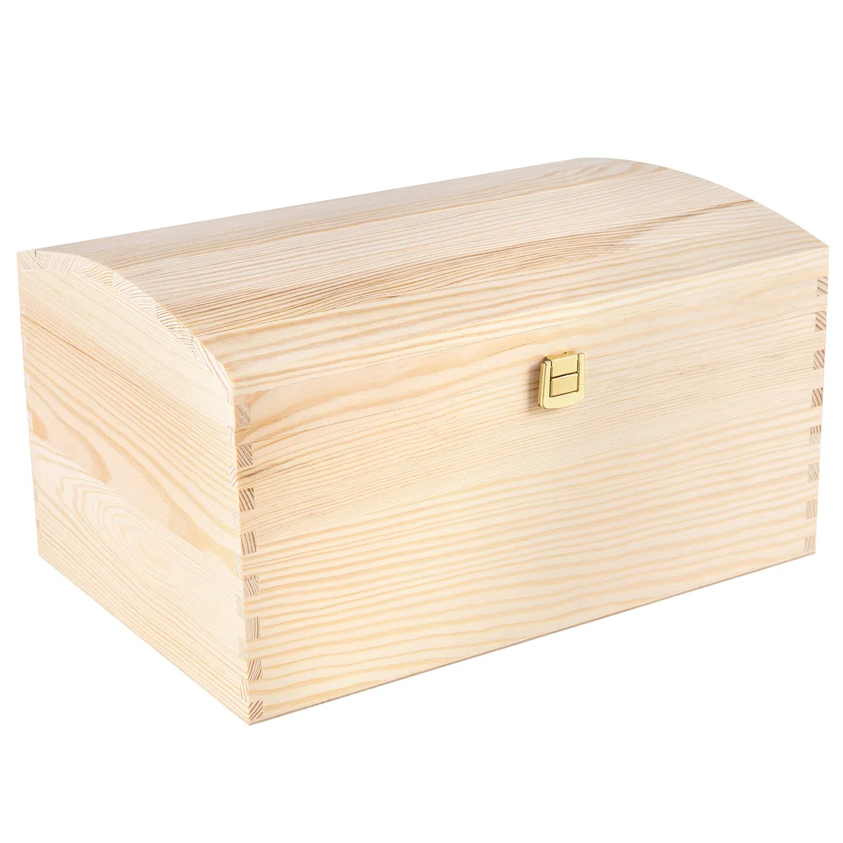 Creative Deco Scatola in Legno | 34.5 x 25 x 19.2 cm | con Coperchio Arrotondato e Serratura | Grande Cassetta Portaoggetti Portagiochi Cofanetto | Ideale per Decoupage Documenti Giocattoli Attrezzi