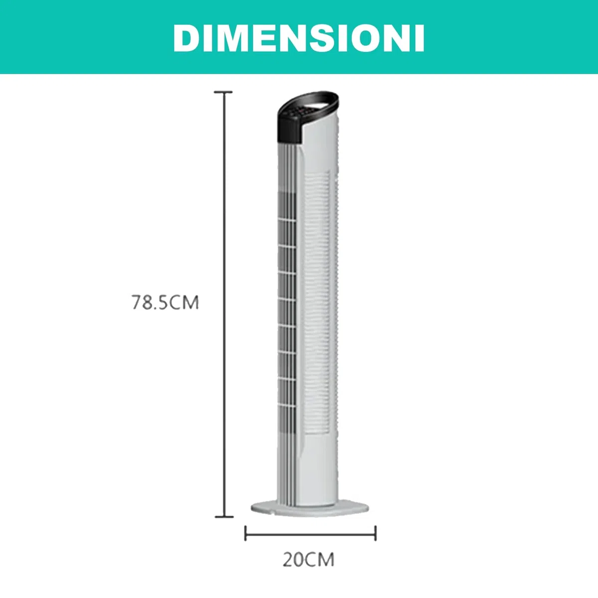 Megashopitalia Ventilatore a Torre 50Watt con Pannello Touch 3 Modalità 3 Velocità Telecomando (Bianco)