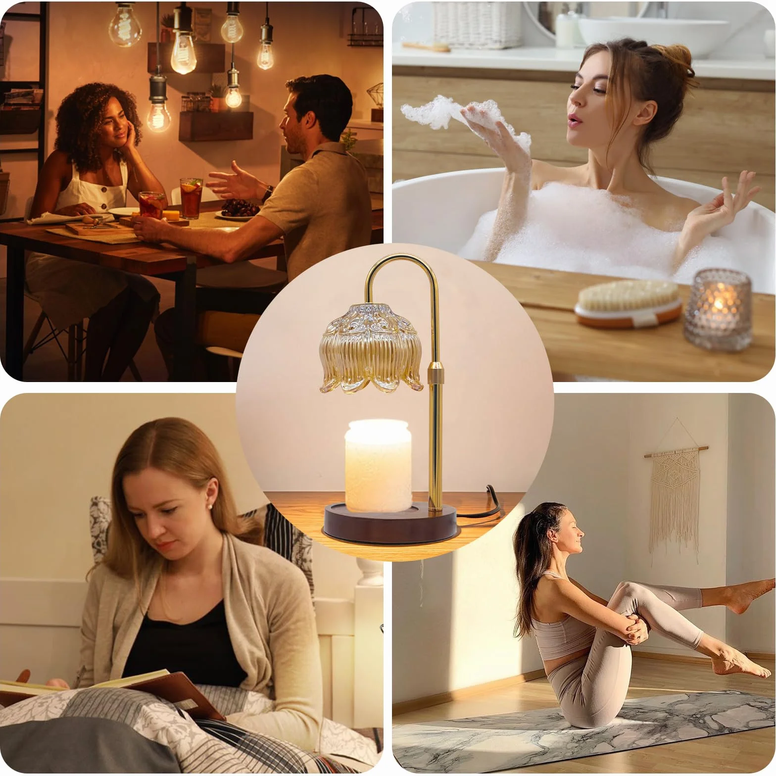 Lampada Scaldacandela Dimmerabile con Timer e Altezza Regolabile Senza Fiamma per Candele in Vaso Elettrico