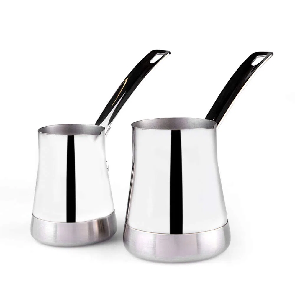 Karaca WIN - Caraffa per caffè con manico, per la preparazione della moka turca, 2 pezzi, adatta per piani cottura a induzione, adatta per la cottura del caffè turco