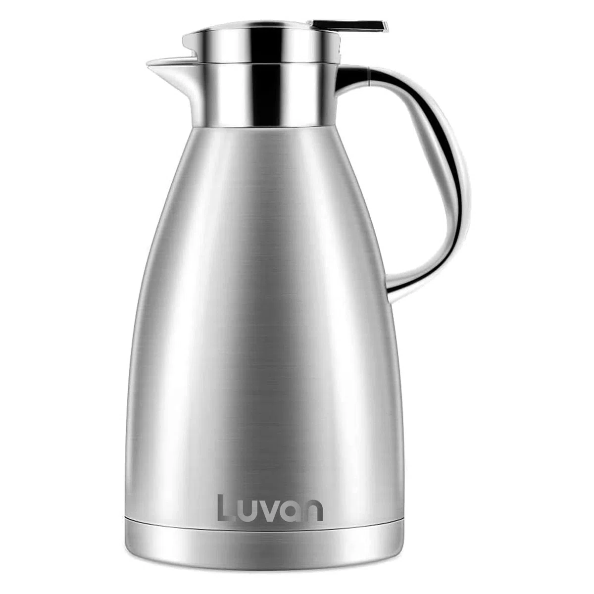 Luvan Caraffa Termica da 1.8 Litri, in Acciaio Inox 18/10 brocca/Thermos a Doppia Parete, isolata sotto Vuoto, con Coperchio a Pressione,conservazione a Freddo o Caldo per più di 24