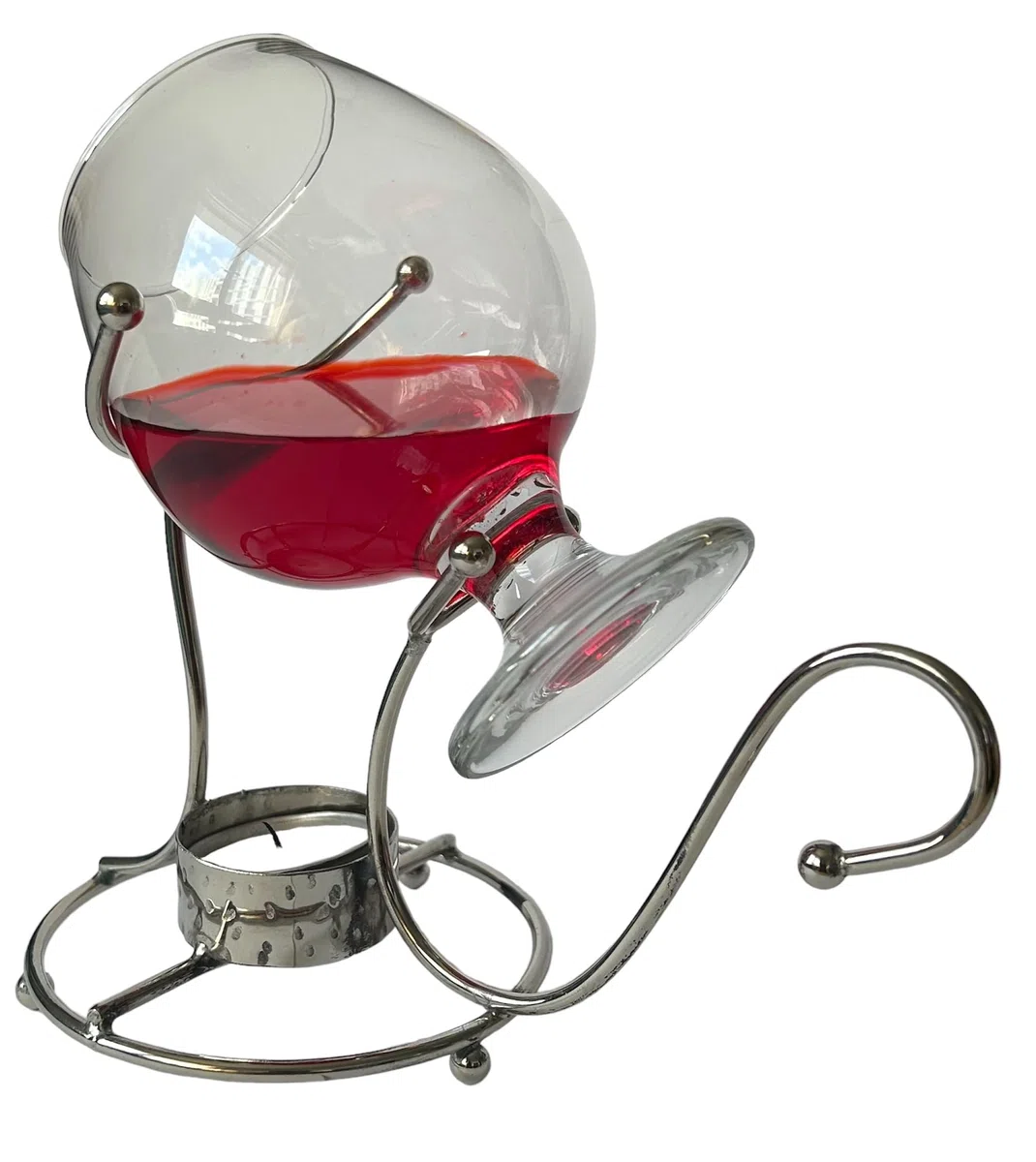 Set scaldavivande con bicchierino per brandy e cognac, in argento, con lumini, bar e pub