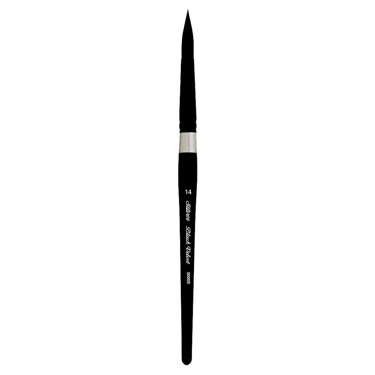 Silver Brush - Pennello Rotondo con Manico Corto, Combinazione di Materiale Sintetico e Pelo di Scoiattolo, Nero, Misura 14