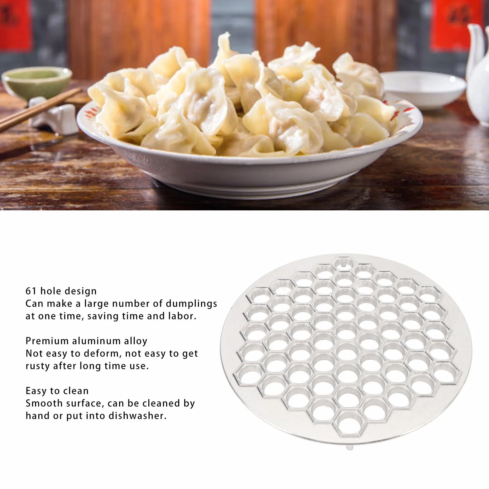 Maker di Gnocchi Russo, 61 Buche in Lega di Alluminio Ravioli, Produttore di Pelmeni Stampo per Gnocchi Russo, Strumento per la Creazione di Fai da Te per la del