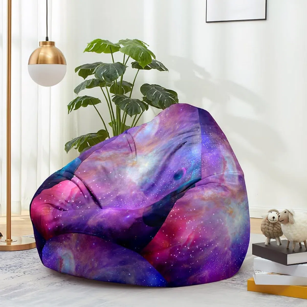 Cielo Stellato Poltrona Sacco in Cotone e Lino per Bambini Adulti, Bean Bag Chair Bag Senza Riempimento, Morbida e Duratura per Camera da Letto, Salotto, Stanza dei Giochi (Color 5,100x120 cm)