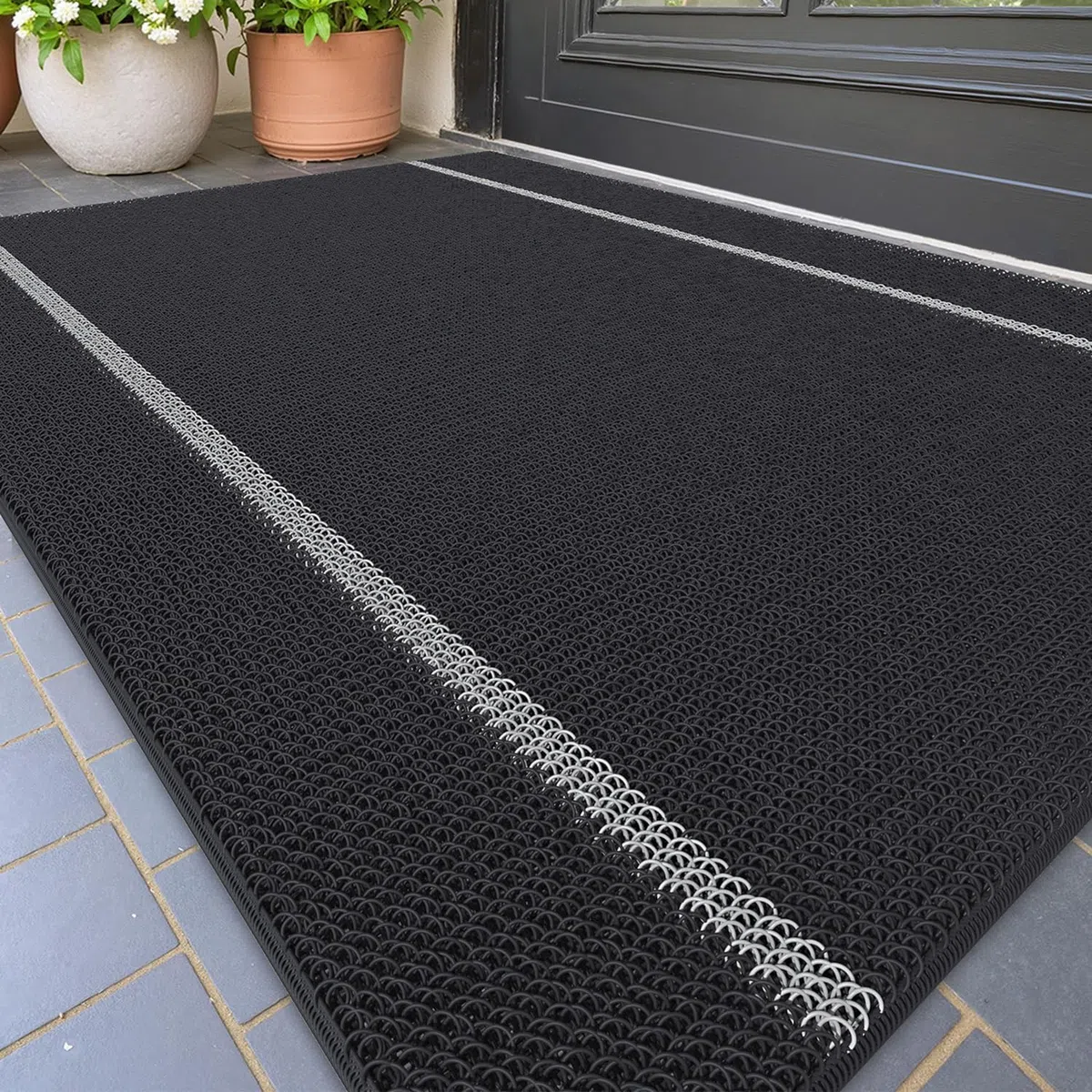 COLOR&GEOMETRY Zerbino Ingresso Esterno, Antiscivolo Lavabile, Zerbini per Ingresso Esterno, Zerbino Esterno per Terrazzo Giardino,43.5x75 cm, (Nero)