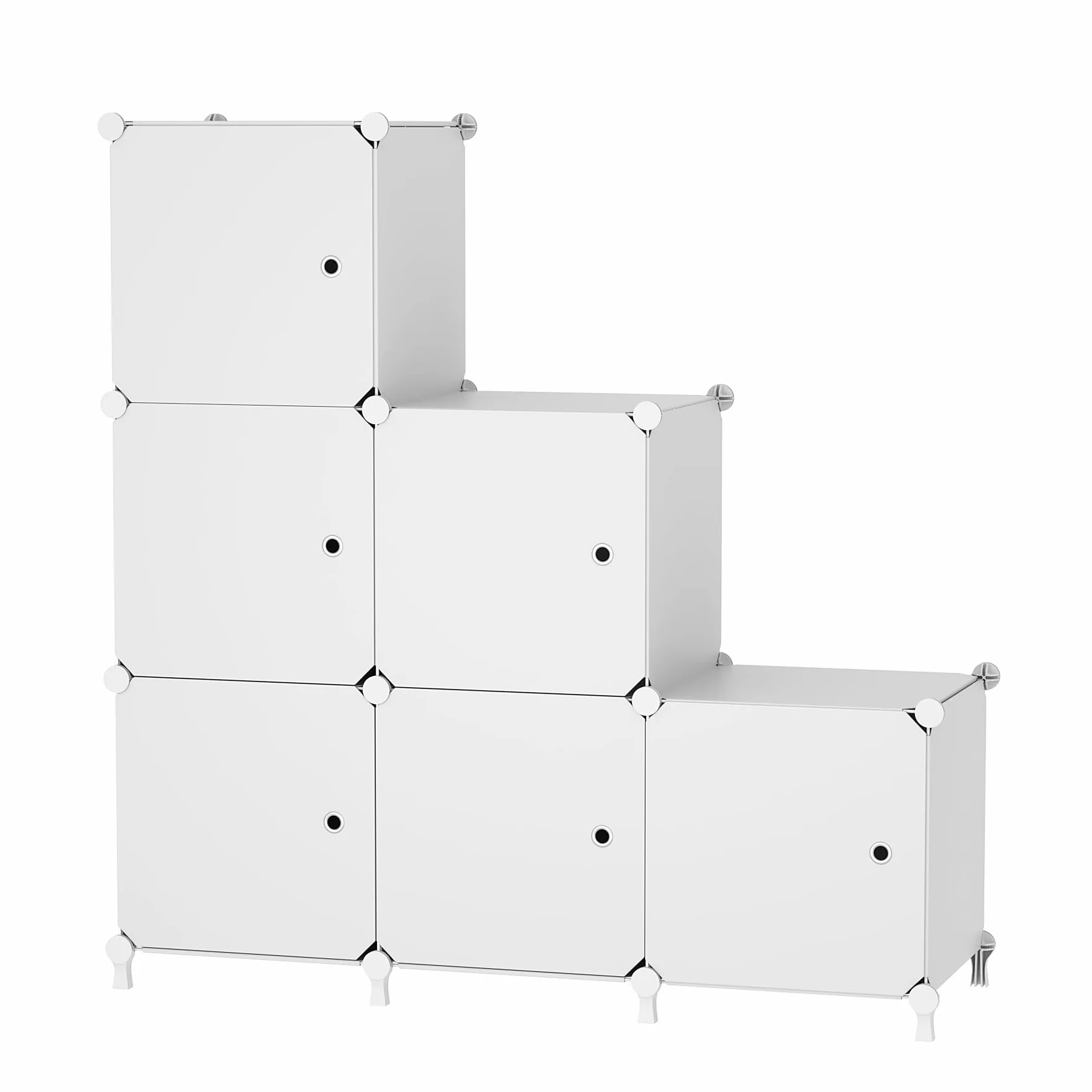 Mobiletto a cubo con anta, 6 cubi, progettato per camera da letto, armadio a cubo e sotto le scale, ogni scomparto 30 x 30 x 30 cm, bianco ATTSL6002