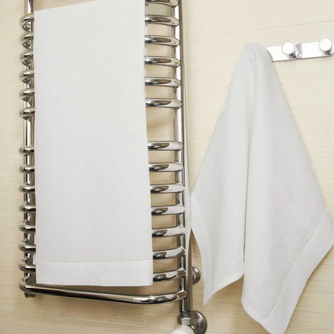 Cuore di lino - Asciugamano leggero per il viso in puro lino 100% Made in Italy Ajour Bianco Ottico (60x100cm)