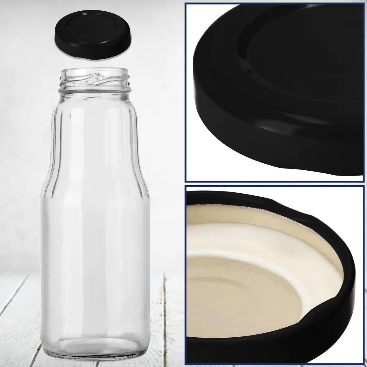 KADAX Set di 200 coperchi a Vite Twist-off Ø38 mm Nero – coperchi di Ricambio in Metallo per Piccole Bottiglie e barattoli per spezie, Chiusura ermetica