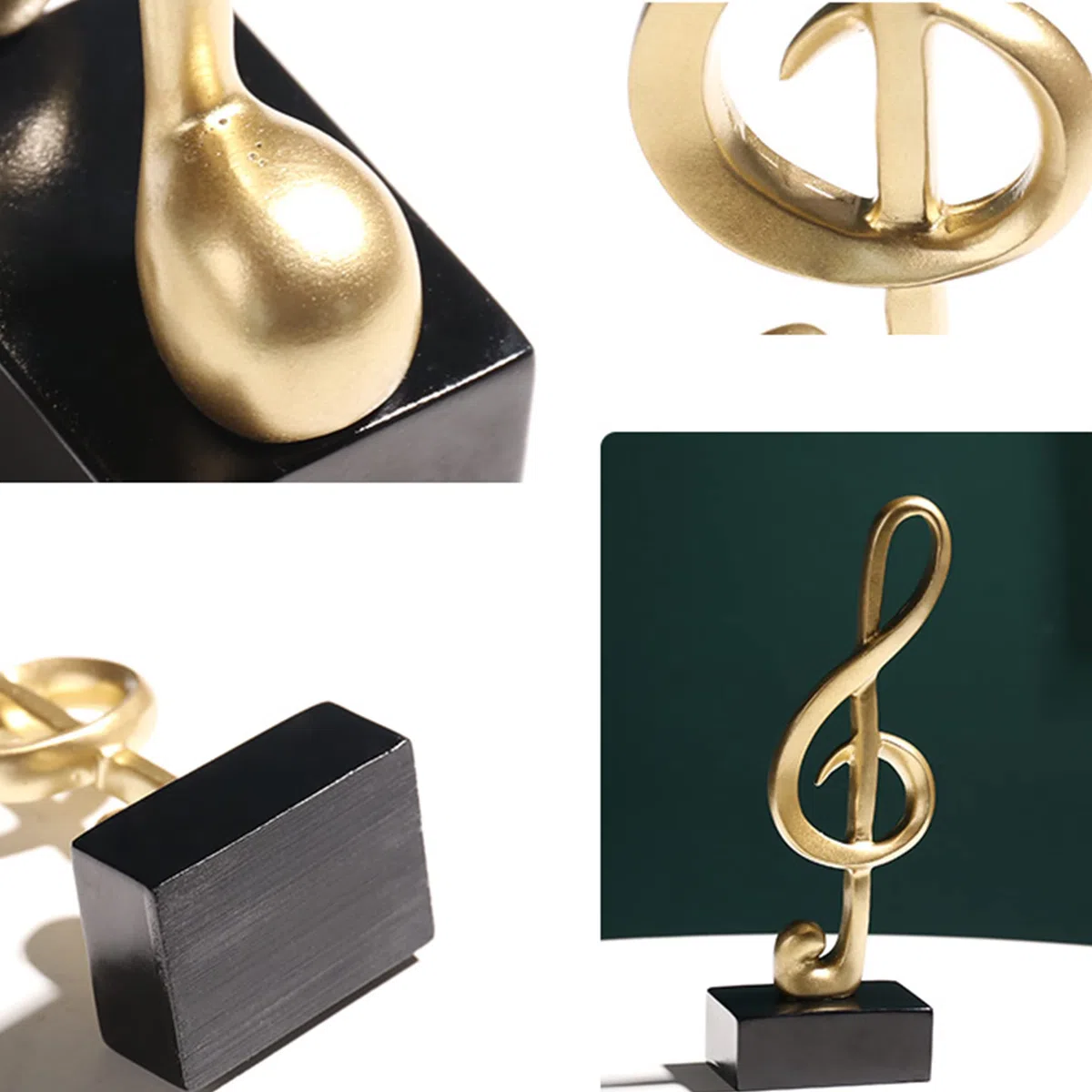 CINY 3 Pezzi Di Musicale Statua Musica Nota Ornamento Scultura, Decorazione Musicale, Set Di Sculture Musicali In Resina Per Regali Di Pianoforte Da Casa Souvenir Regalo Resina, Oro