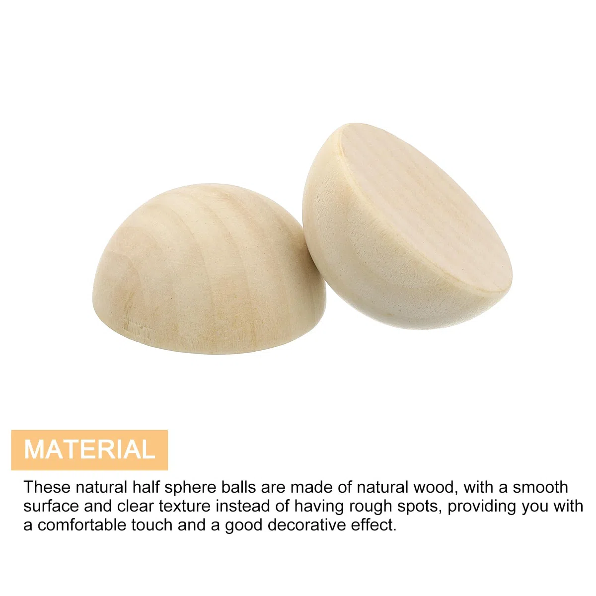 QUARKZMAN 30pz Mezza Sfera in Legno, 50mm Sfere Emisferiche non Finite Perline Rotondo Legno Naturale per Artigianato Fai-Da-Te Ornamenti Festival