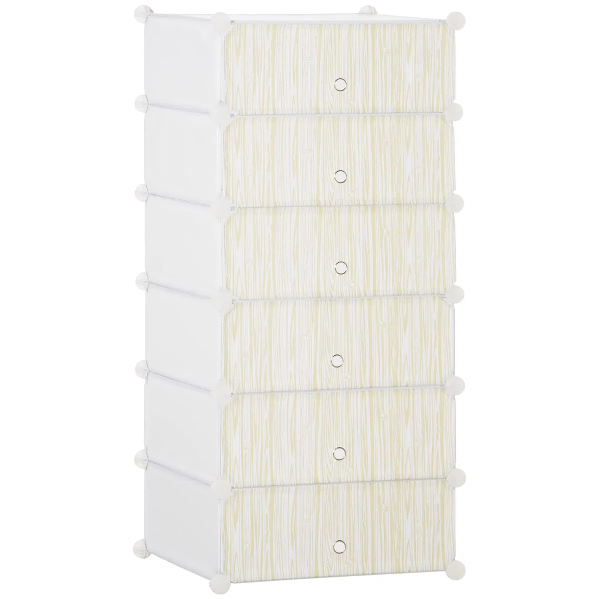 HOMCOM Scarpiera Modulare Salvaspazio con 6 Scatole 45x35x17 cm, Cubi Portaoggetti in Plastica PP e Acciaio, 49x36.5x108 cm, Bianco
